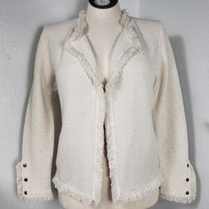 Nic & Zoe Tan with Gold Threads Fringe Snaps Pockets sz Small